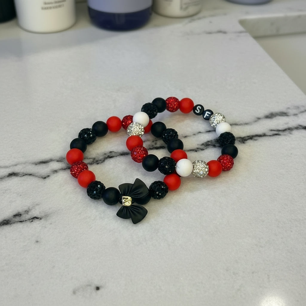 RHINESTONE CLAY BEAD BRACELET SET OF (2)