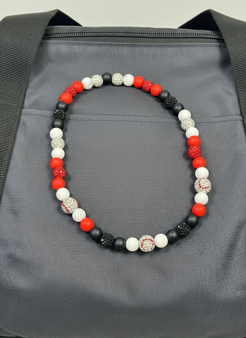 18" RHINESTONE CLAY & BASEBALL BEAD NECKLACE