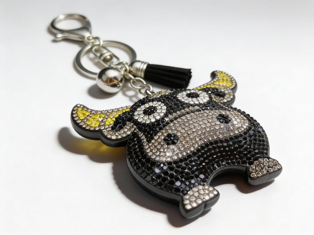 BLACK SPARKLE BULL WITH SF KEYCHAIN