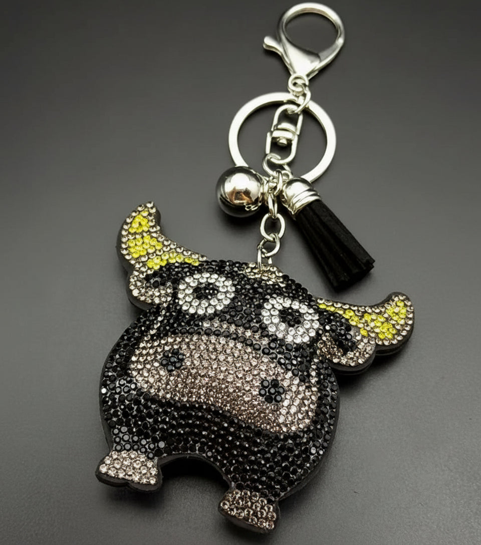 BLACK SPARKLE BULL WITH SF KEYCHAIN