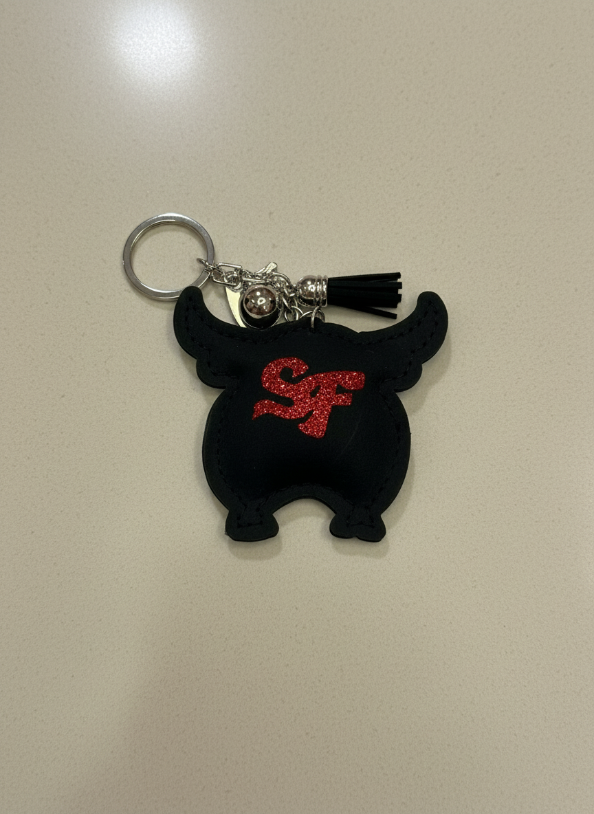 BLACK SPARKLE BULL WITH SF KEYCHAIN
