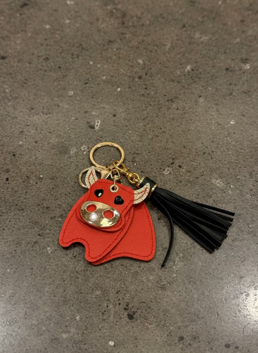 BULL KEYCHAIN W/ TASSEL ACCENT