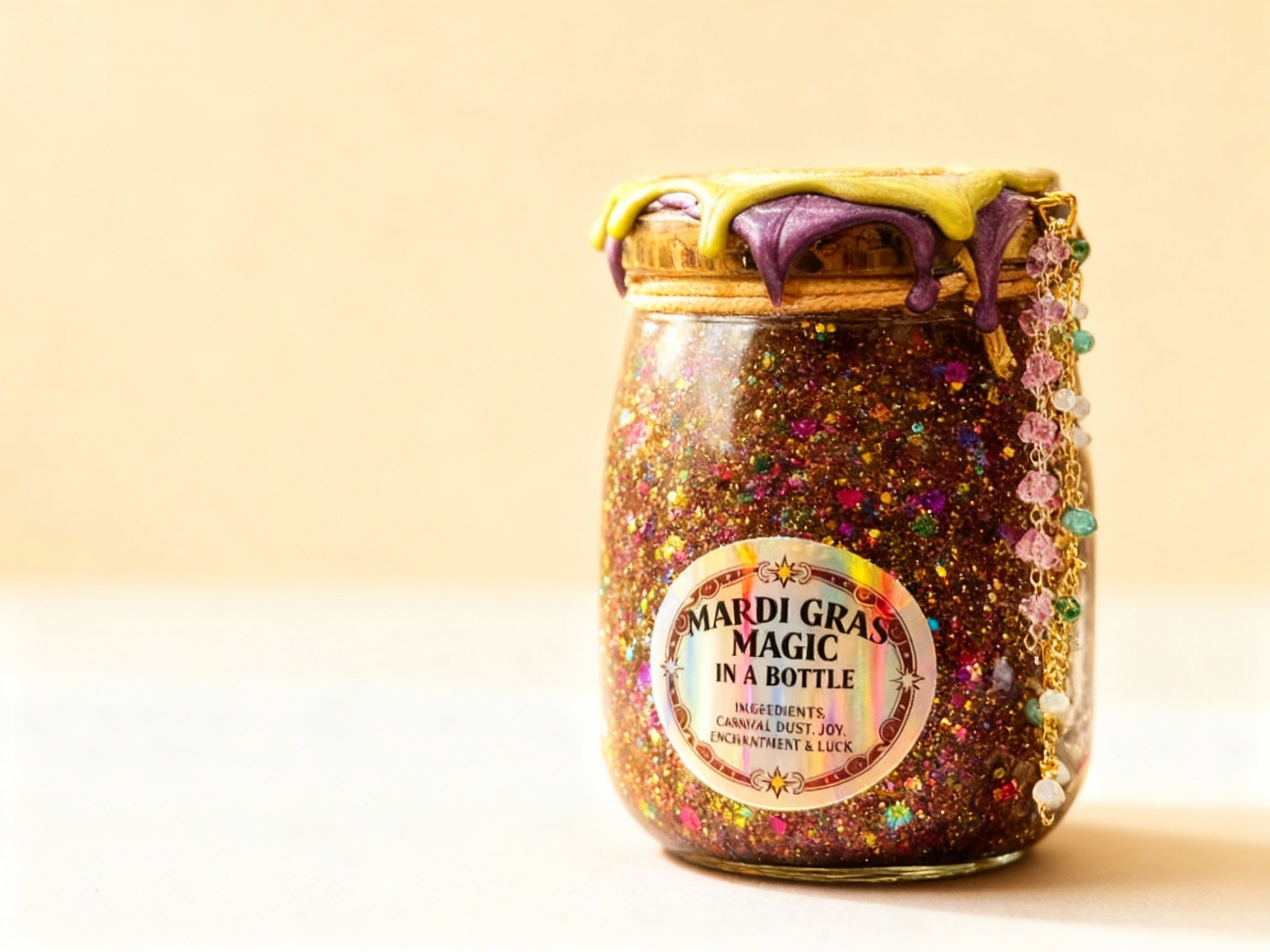 MARDI GRAS MAGIC 'SNOWGLOBE' IN A BOTTLE