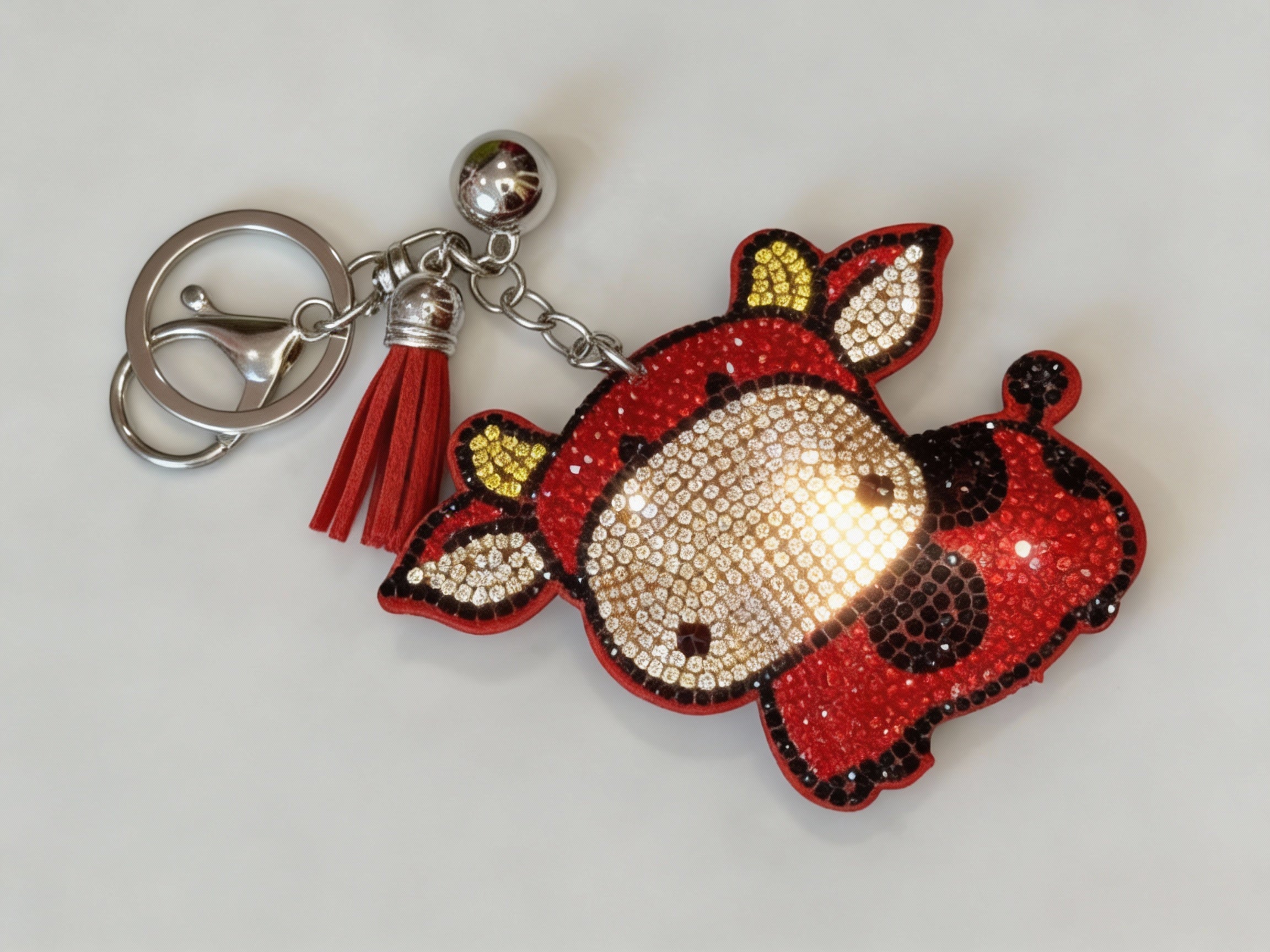 RED SPARKLE BULL WITH SF KEYCHAIN