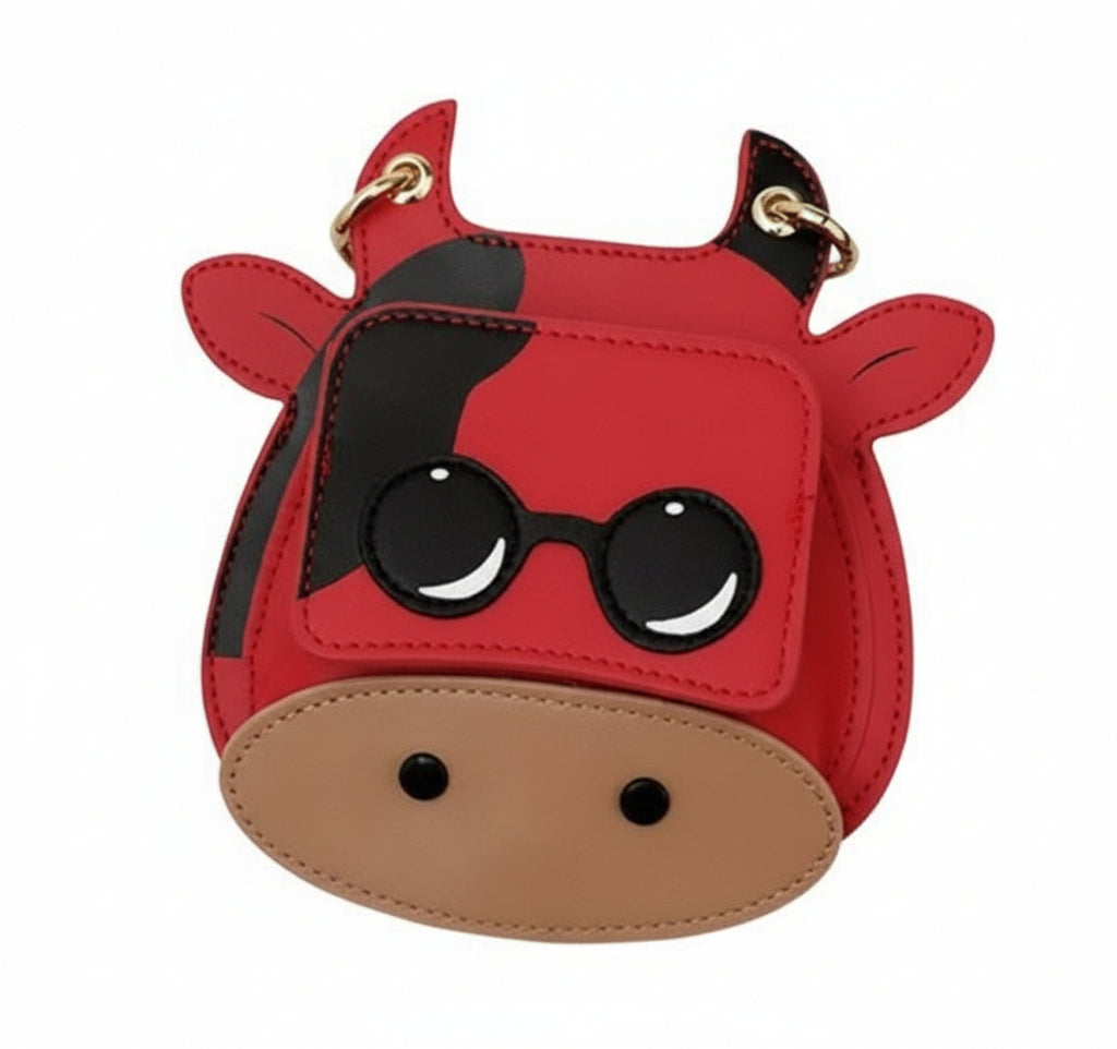 RED BULL WITH SHADES CROSSBODY PURSE