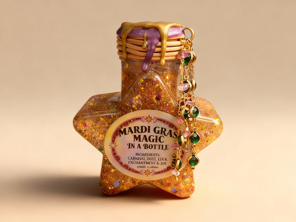 MARDI GRAS MAGIC 'SNOWGLOBE' IN A BOTTLE