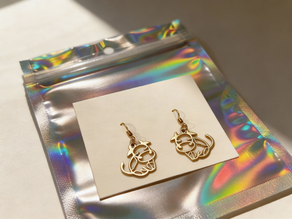 GOLD BULL OUTLINE EARRINGS