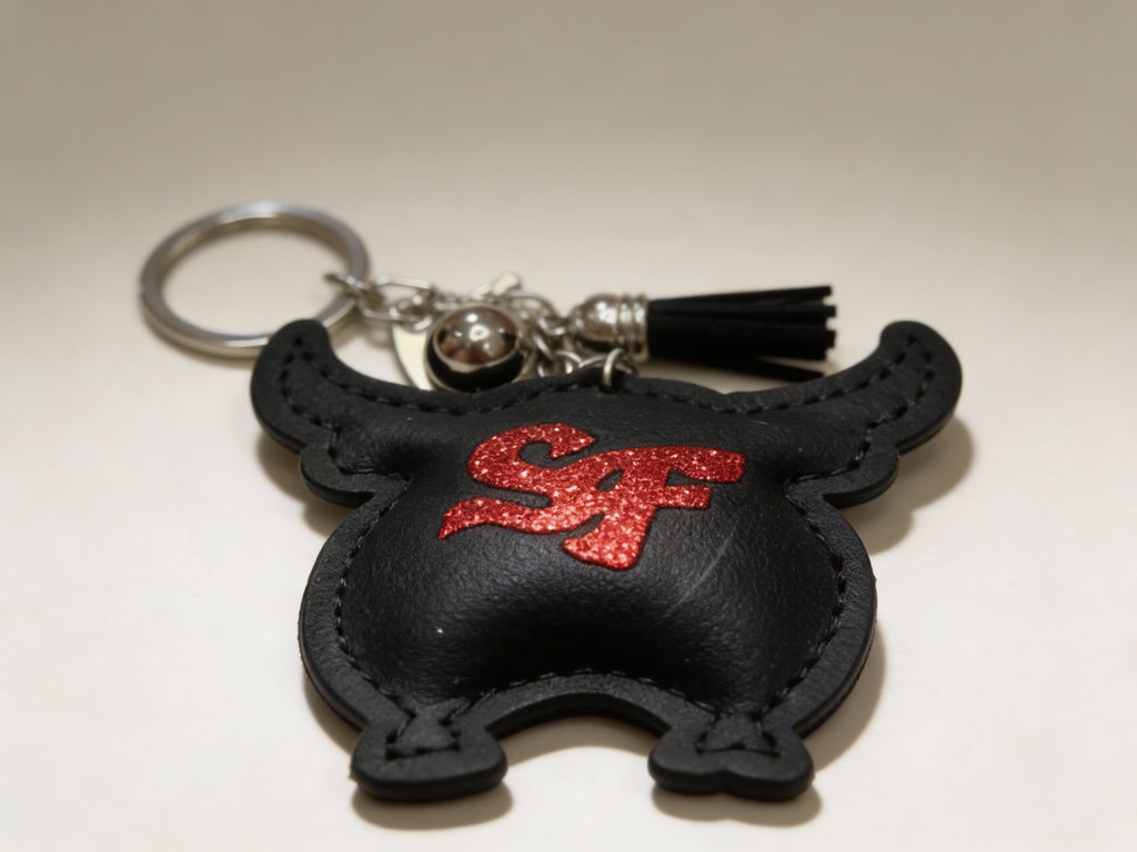 BLACK SPARKLE BULL WITH SF KEYCHAIN